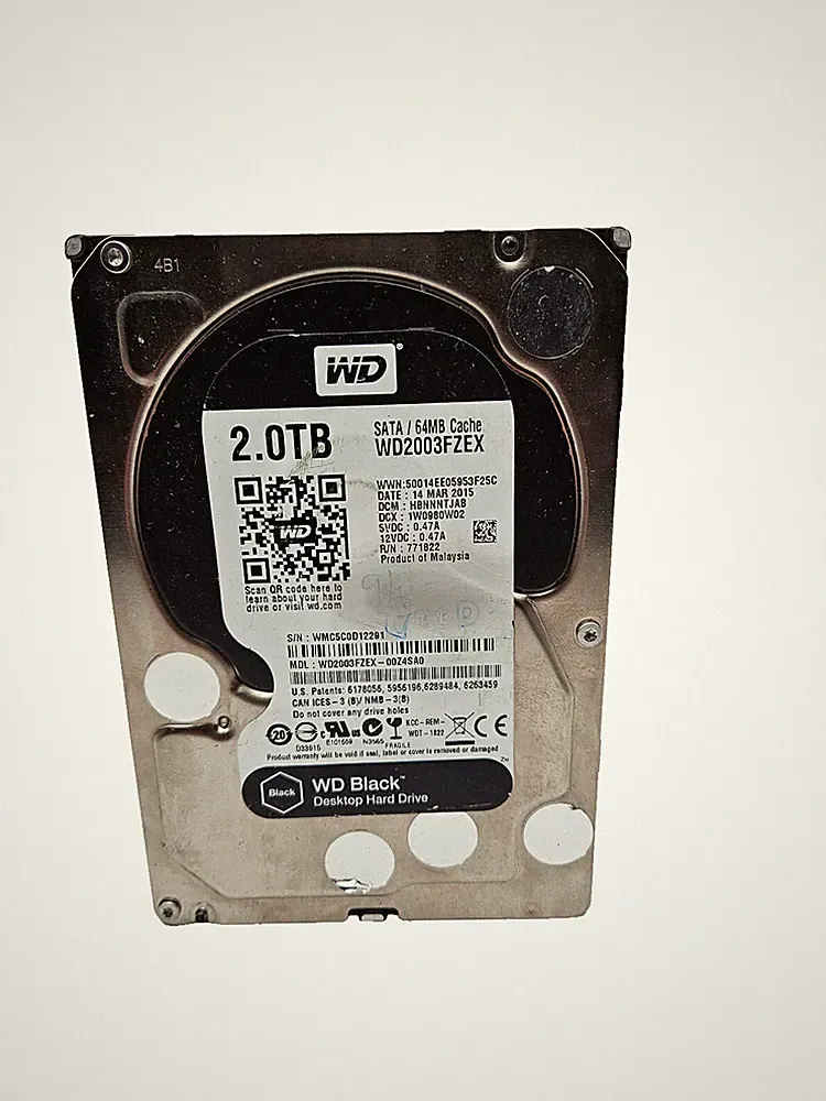 Western Digital Black (WD) 2TB 3.5" SATA Drive (WD2003FZEX) Wiped/Tested/Healthy