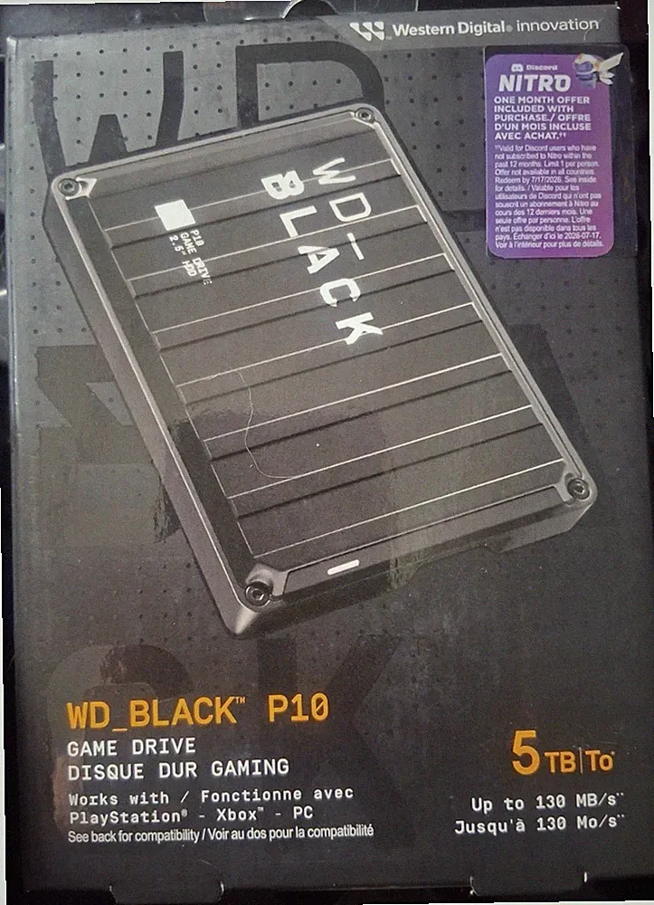 Western Digital WD_BLACK P10 5TB Portable External Game Drive BRAND NEW SEALED